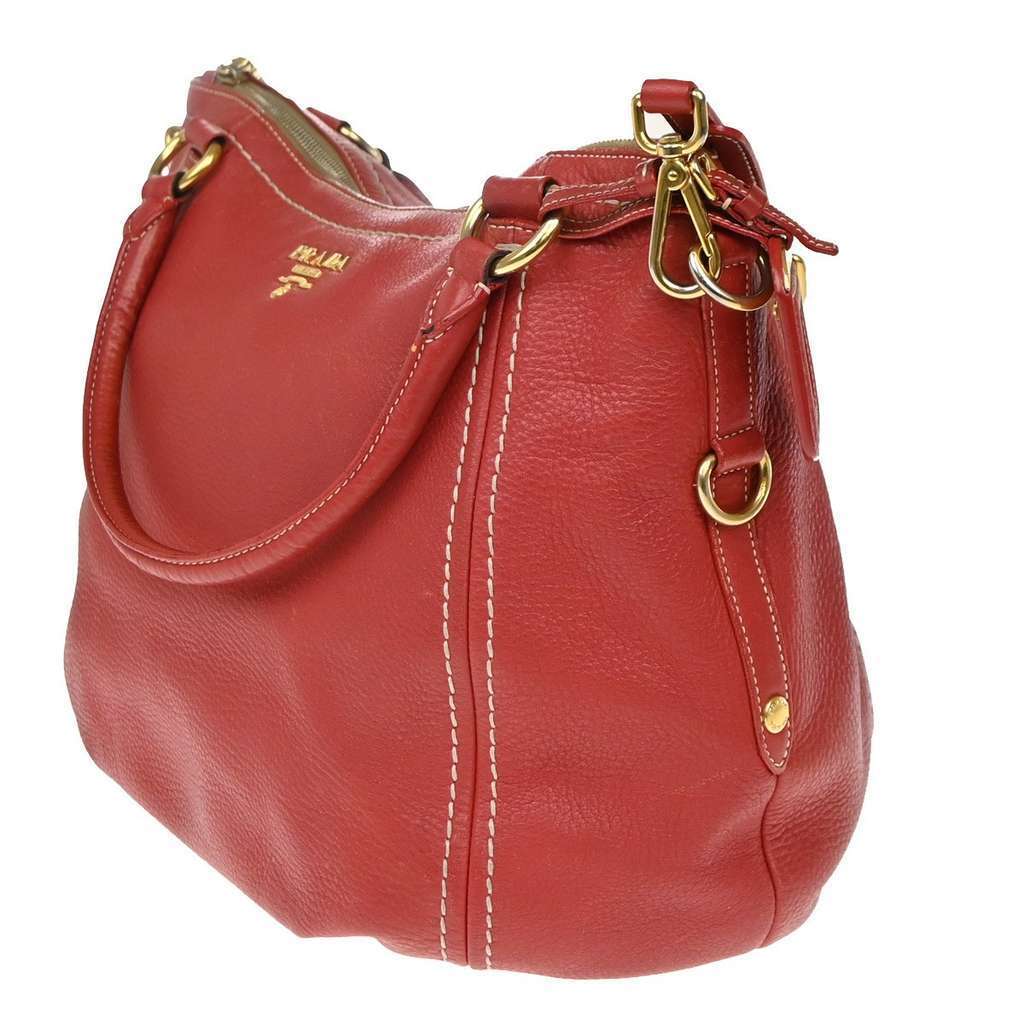 Prada Top Zip Convertible Tote Red Leather Good condition - Inside View