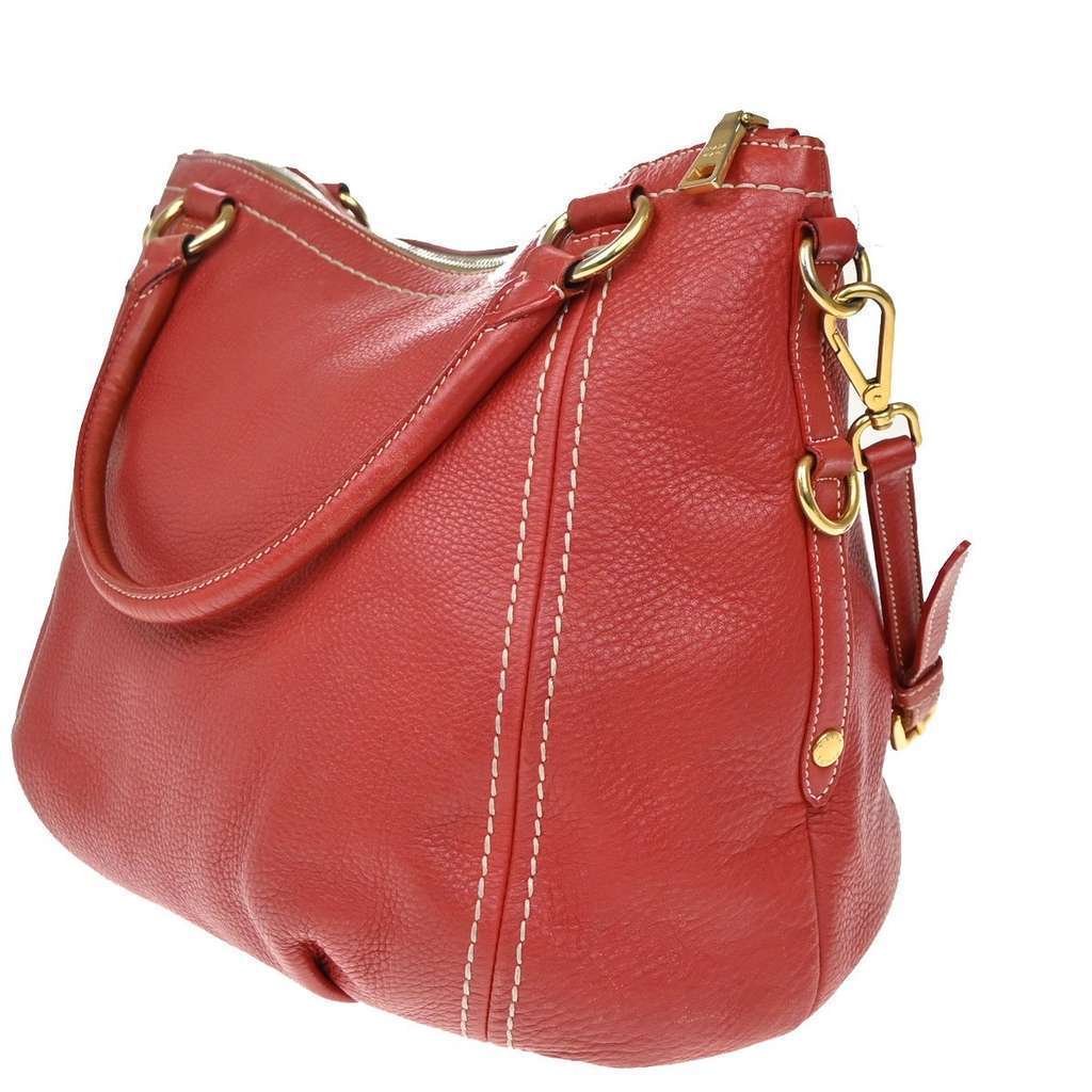 Prada Top Zip Convertible Tote Red Leather Good condition - Model View