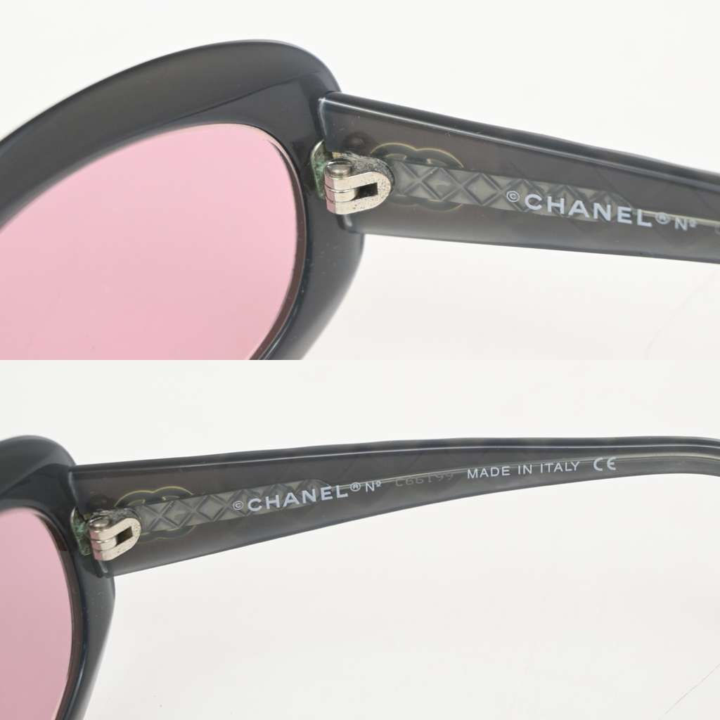 Chanel CHANEL Logo Sunglasses Eye Wear Pink Plastic Good condition - Model View
