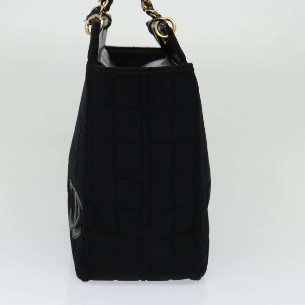 Chanel Chocolate Bar Chain Tote Black Cotton Good condition - Model View