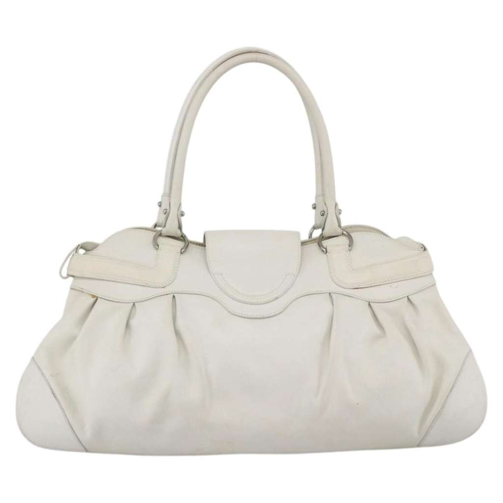Salvatore Ferragamo Gancini handbag White Leather Good condition - Back View