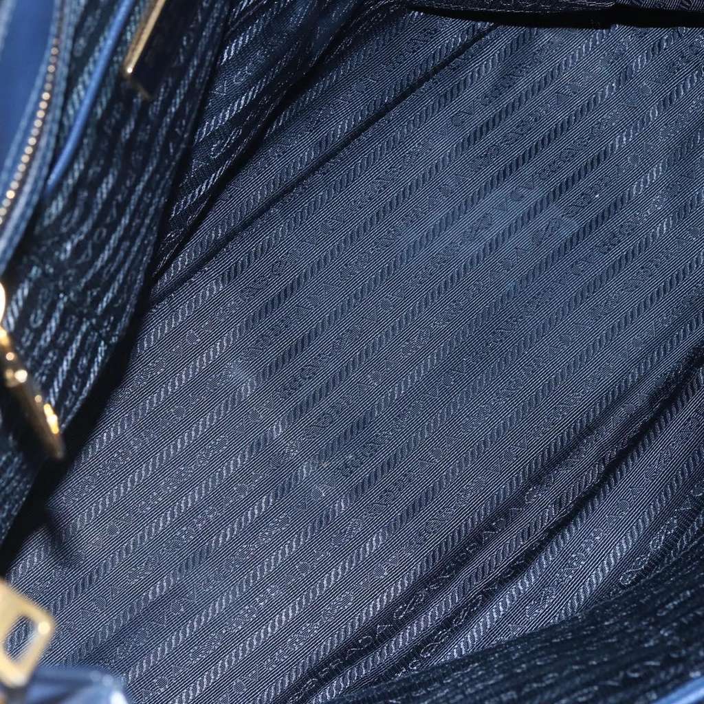 Prada Galleria Double Zip Tote Blue Leather Good condition - Box View