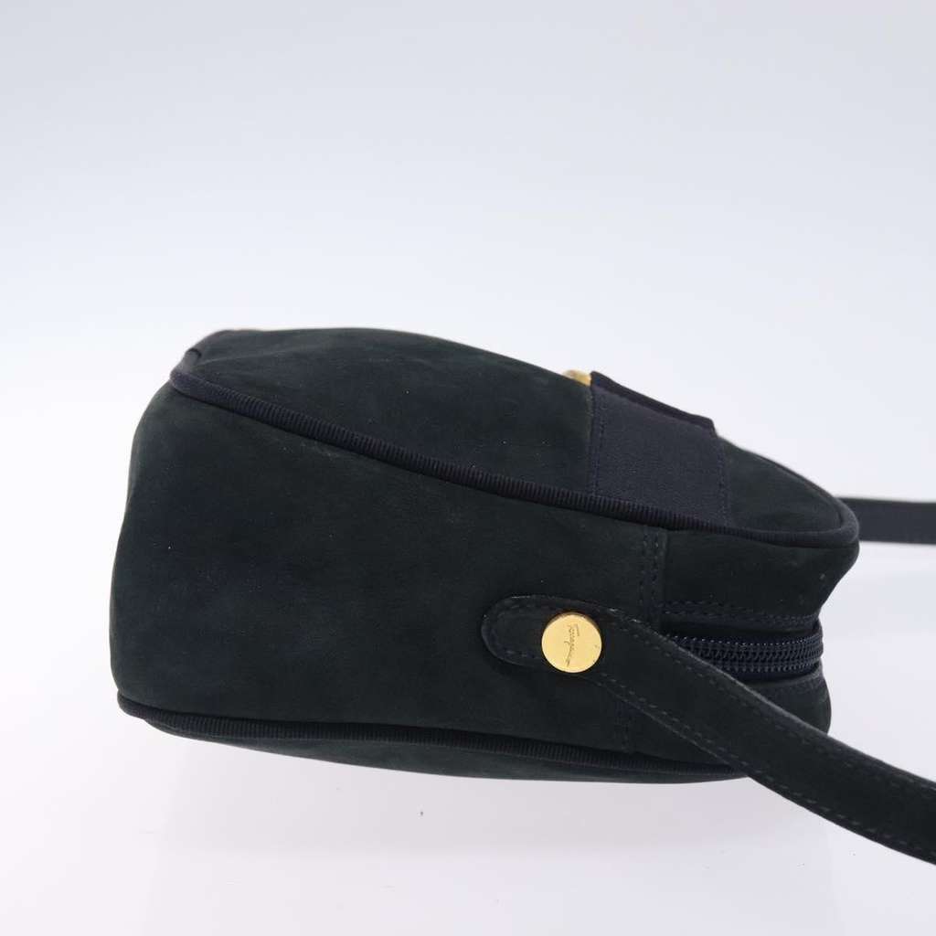 Salvatore Ferragamo Vala Shoulder Bag Navy Suede Good condition - Inside View