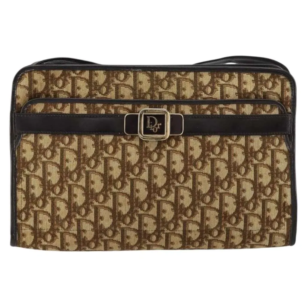 Dior Trotter shoulder bag Beige Canvas Good - Front View