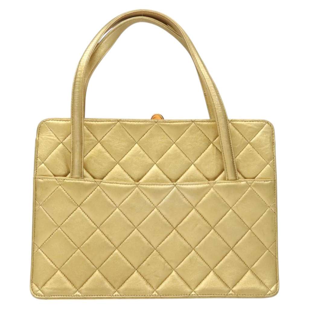 Chanel Matelassé Lambskin Gold Leather Fair condition - Back View