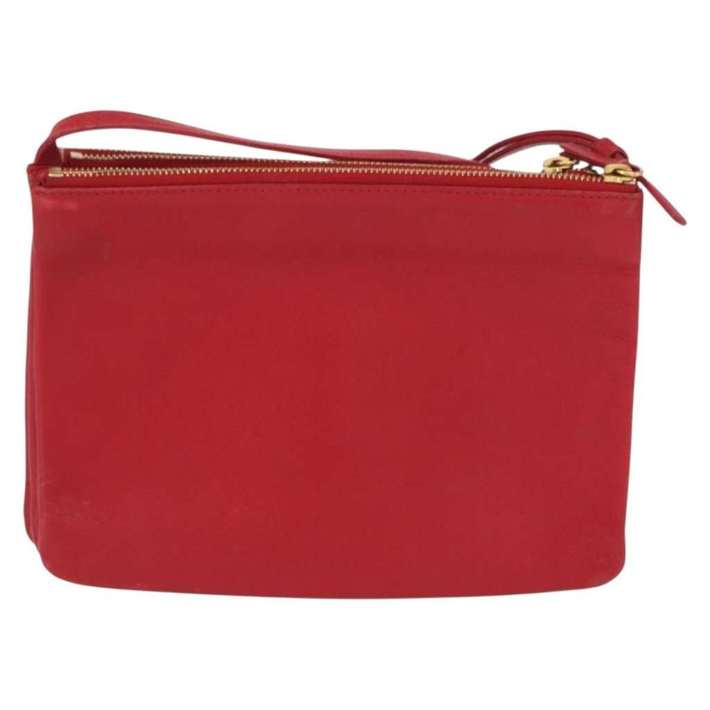 Celine Trio Crossbody Bag Red Leather Good condition - Back View