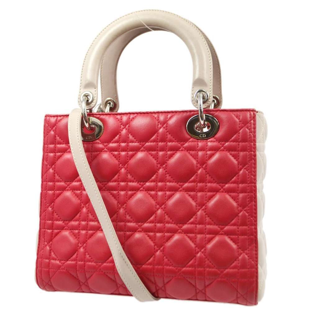 Christian Dior Bicolor Lady Dior Bag Pink Leather Good condition - Back View