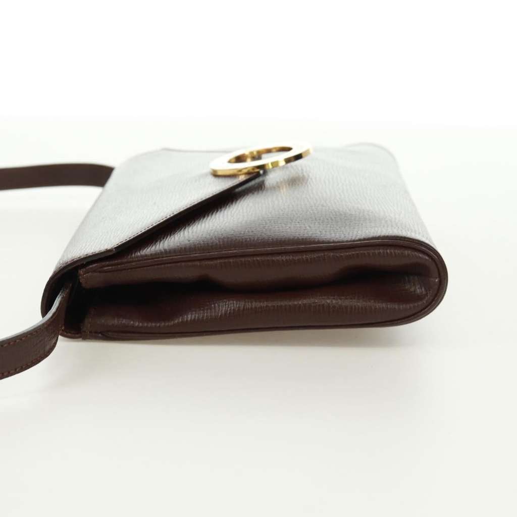 Celine Circle Logo Shoulder Bag Brown Leather Good condition - Inside View