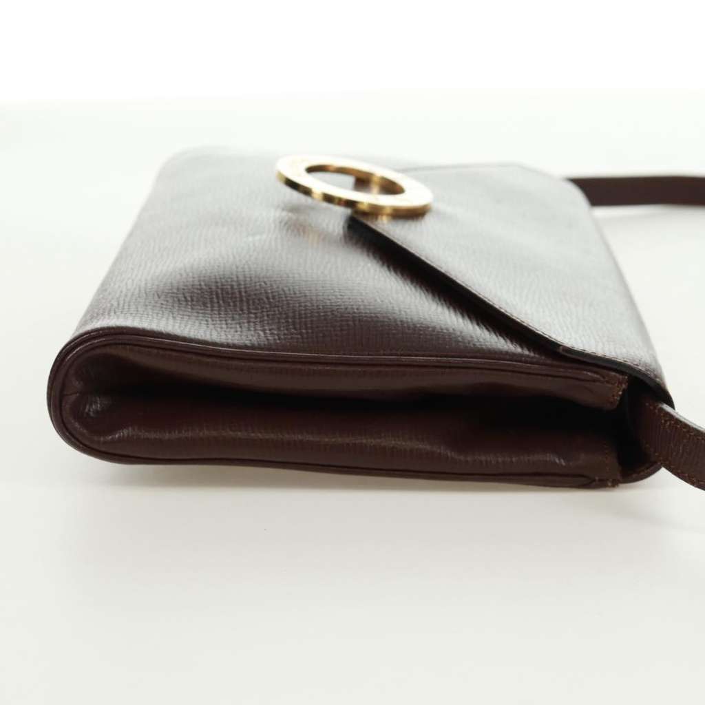 Celine Circle Logo Shoulder Bag Brown Leather Good condition - Model View