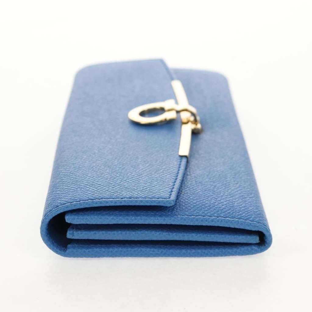 Salvatore Ferragamo Gancini Flap Continental Wallet Blue Leather Very good condition - Inside View