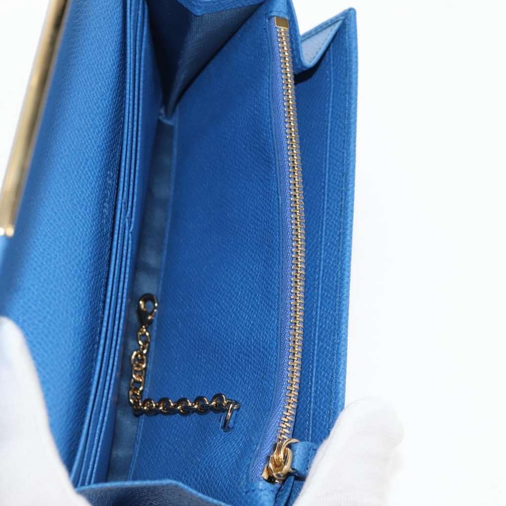 Salvatore Ferragamo Gancini Flap Continental Wallet Blue Leather Very good condition - Box View