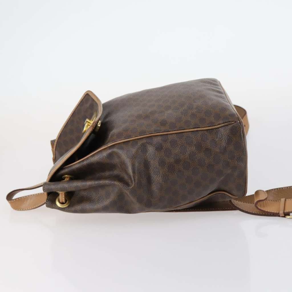 Celine Vintage Drawstring Flap Backpack Brown Canvas Good condition - Model View