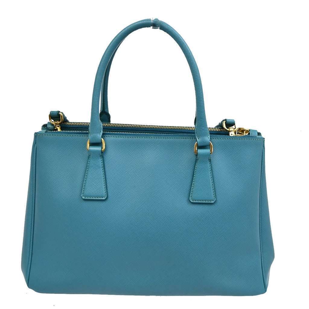 Prada Double Zip Lux Tote Blue Leather Good condition - Back View