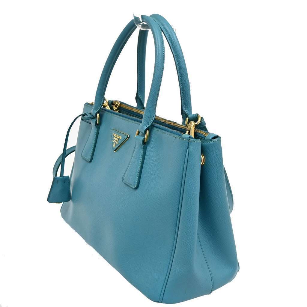Prada Double Zip Lux Tote Blue Leather Good condition - Inside View