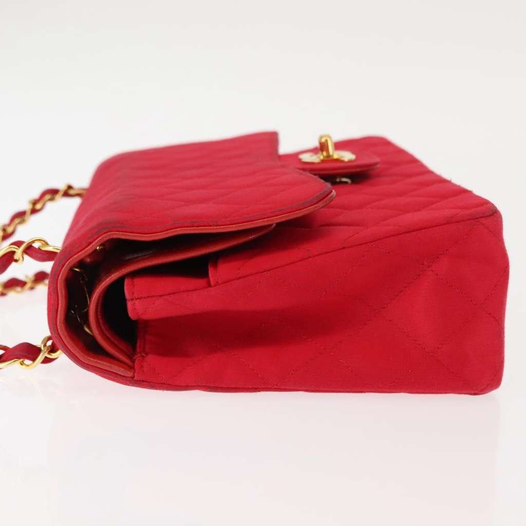 Chanel Timeless - Classic Double Flap Bag Red Satin Fair condition - Model View