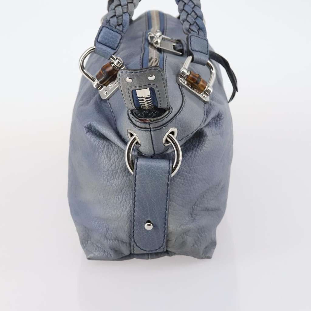 Gucci Bamboo Bar Shoulder Bag Blue Leather Good condition - Model View