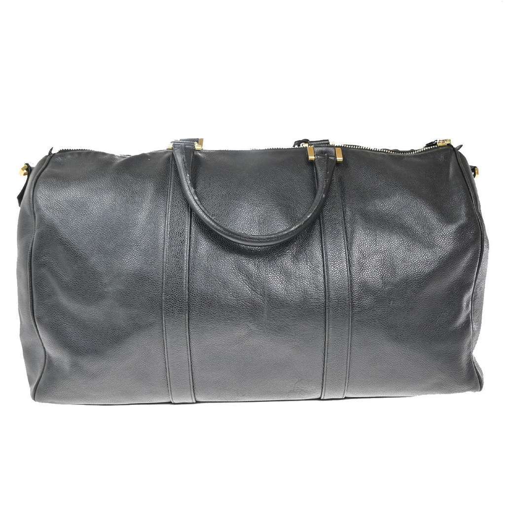 Chanel Vintage CC Weekender Bag Black Leather Good condition - Back View