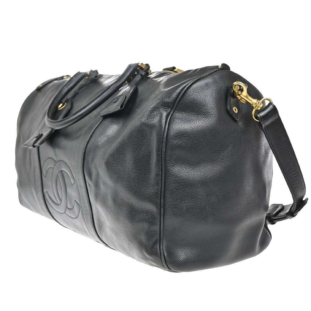 Chanel Vintage CC Weekender Bag Black Leather Good condition - Inside View