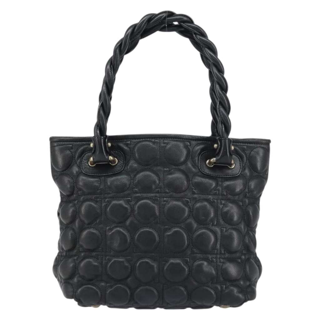 Salvatore Ferragamo Gancini handbag Black Leather Good condition - Back View