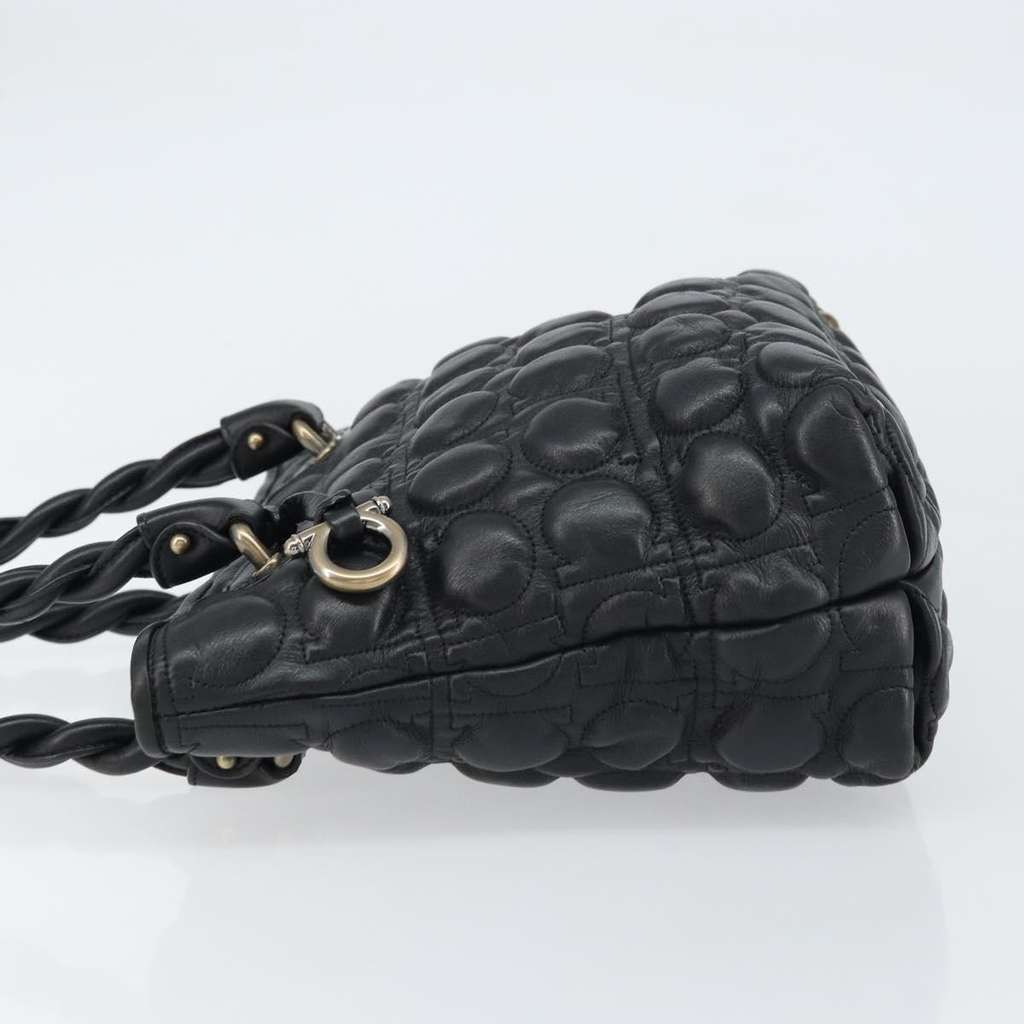 Salvatore Ferragamo Gancini handbag Black Leather Good condition - Model View