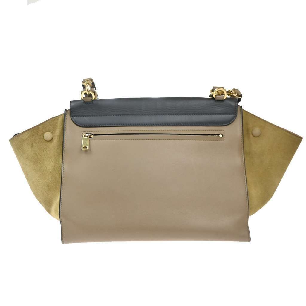Celine Tricolor Trapeze Bag Beige Leather Good condition - Back View