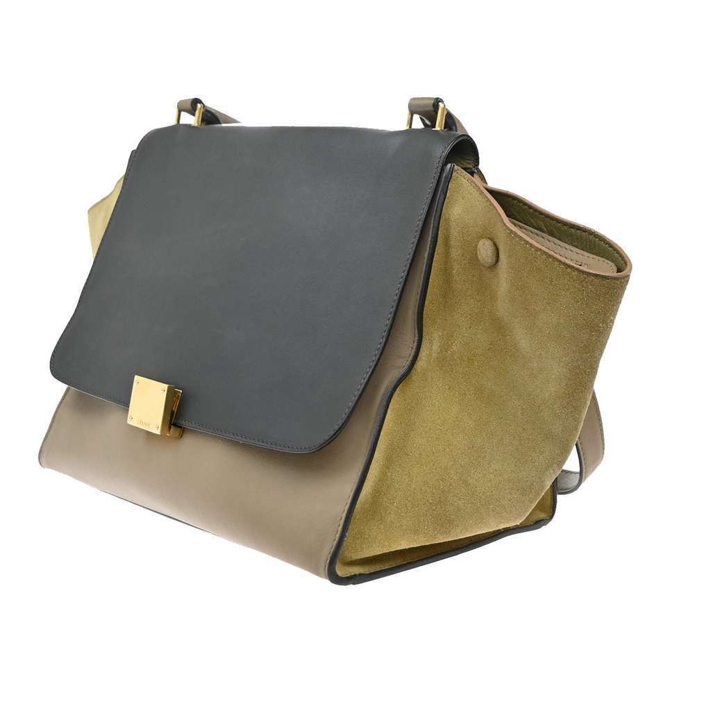 Celine Tricolor Trapeze Bag Beige Leather Good condition - Inside View