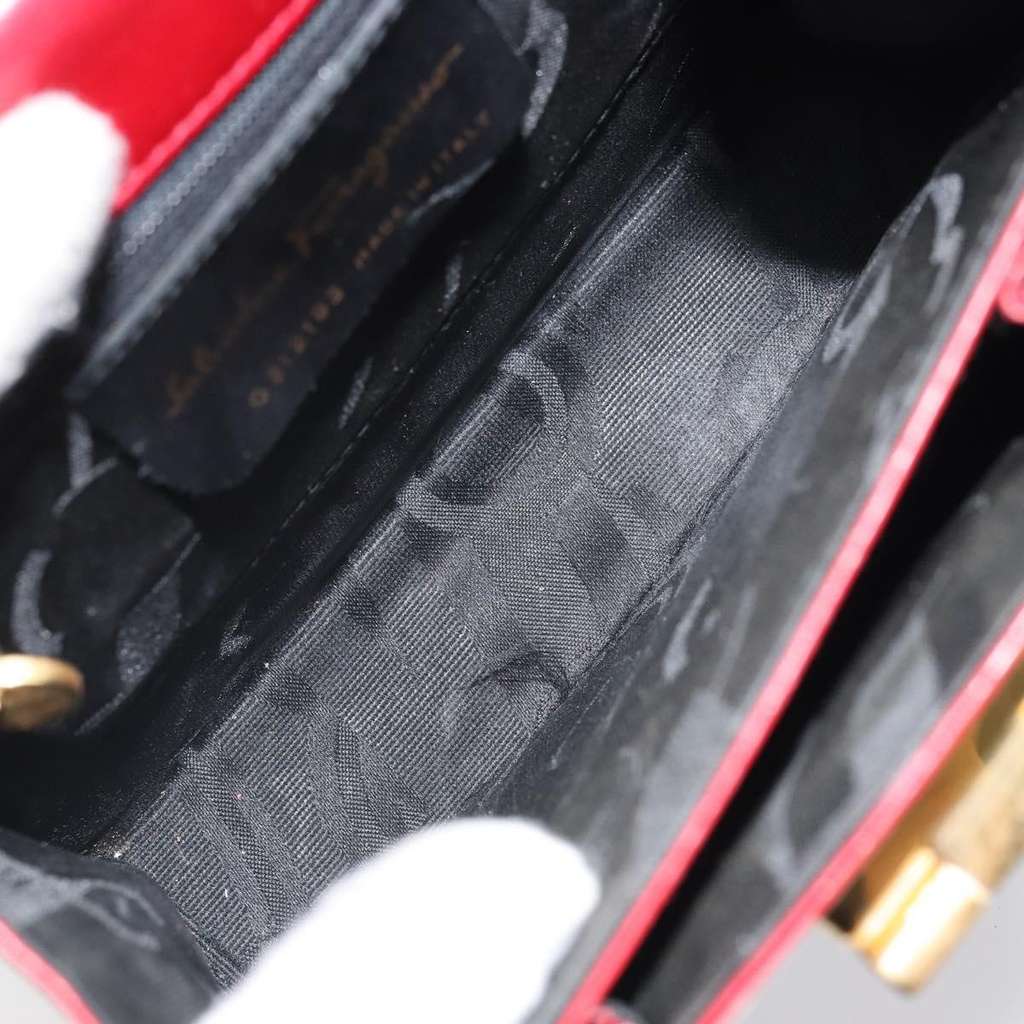 Salvatore Ferragamo Gancini Convertible Top Handle Bag Red Leather Good condition - Box View