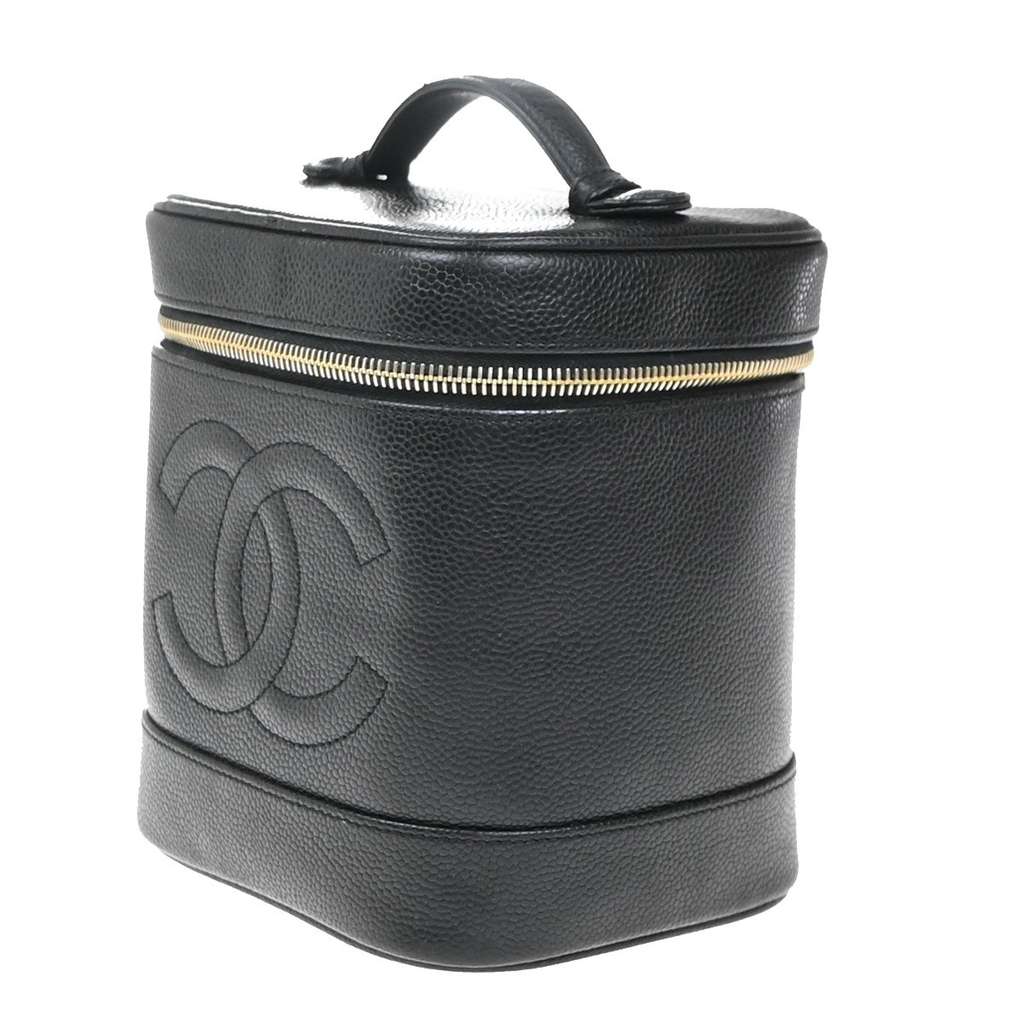 Chanel Vintage Timeless Cosmetic Case Black Leather Fair condition - Inside View