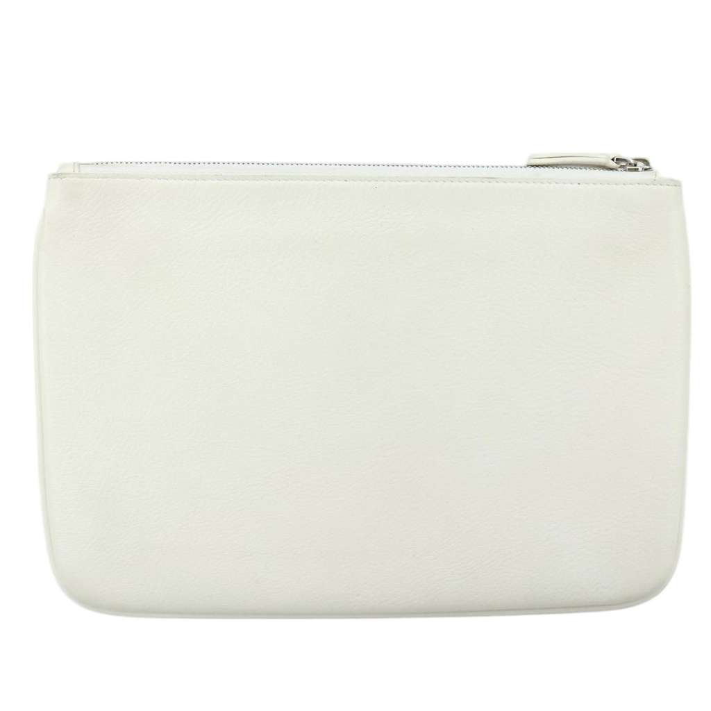 Balenciaga Everyday Logo Pouch White Leather Good condition - Back View