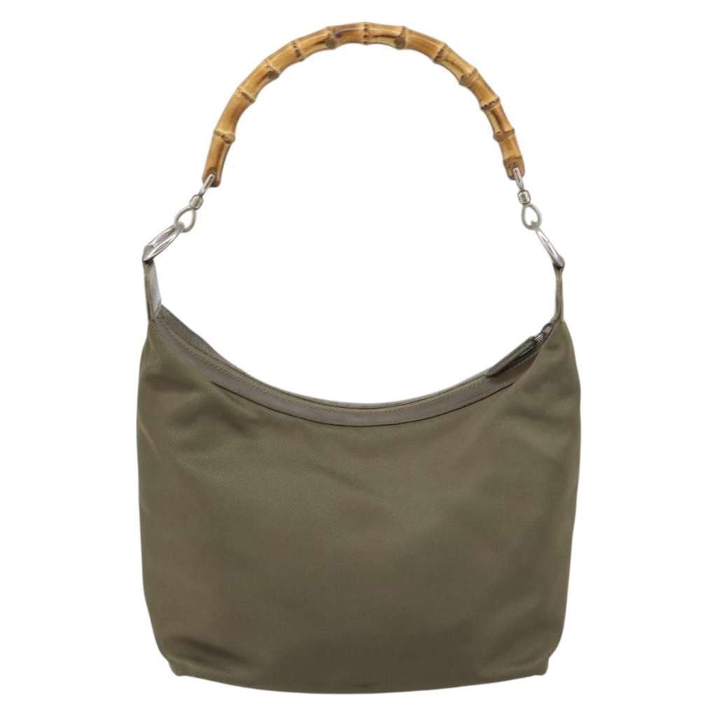 Gucci Vintage Bamboo Shoulder Bag Khaki Good condition - Back View