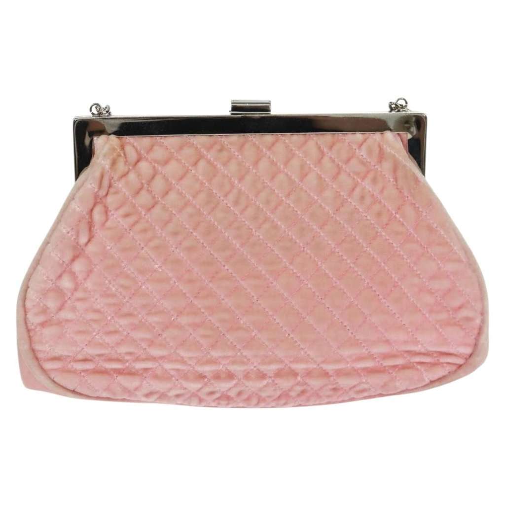 Chanel Chain Shoulder Bag Pink Velvet Fair condition - Back View