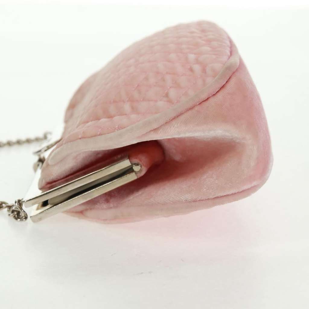 Chanel Chain Shoulder Bag Pink Velvet Fair condition - Inside View