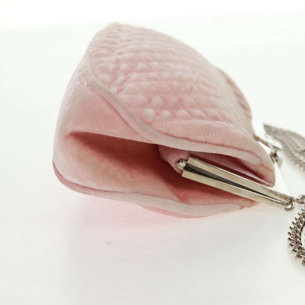 Chanel Chain Shoulder Bag Pink Velvet Fair condition - Model View