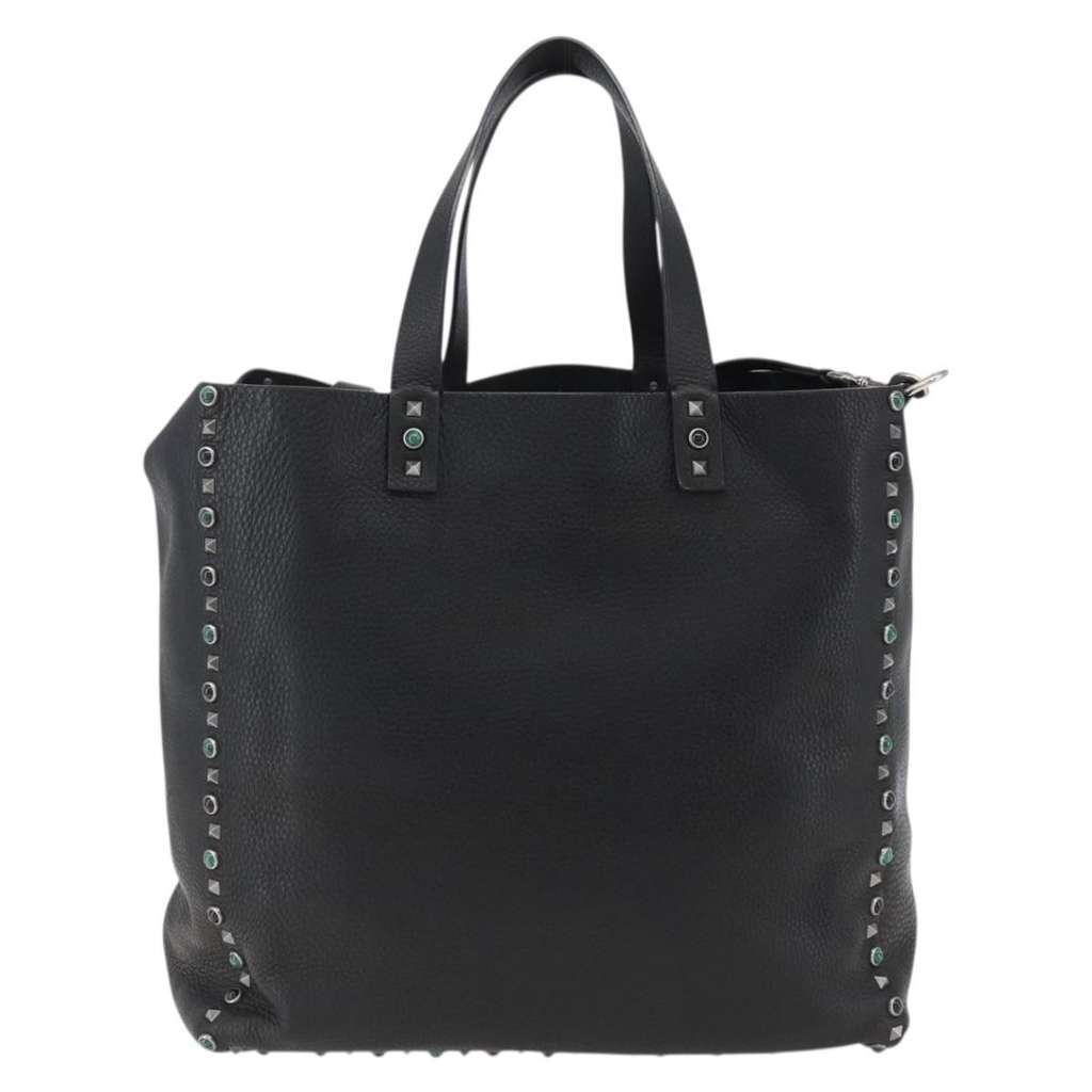 Valentino Garavani Rolling Rockstud Reversible Convertible Tote Black Leather Good condition - Back View