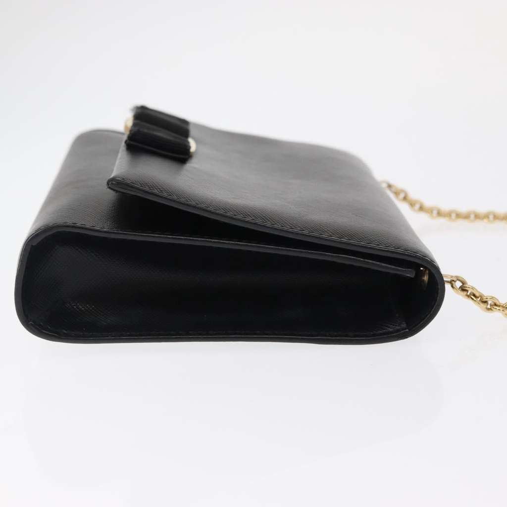 Salvatore Ferragamo Vala Chain Shoulder bag Black Leather Good condition - Inside View