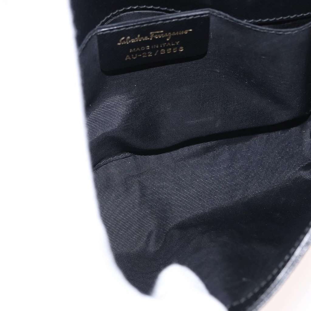 Salvatore Ferragamo Vala Chain Shoulder bag Black Leather Good condition - Box View