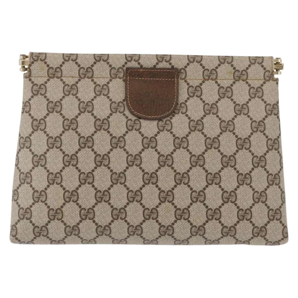 Gucci GG Supreme Clutch bag Beige Good condition - Back View