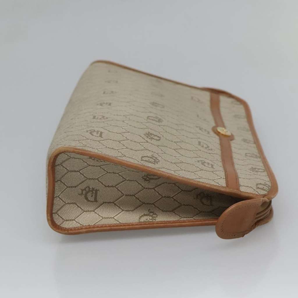 Christian Dior Vintage Honeycomb Zip Pouch Beige Fair condition - Inside View
