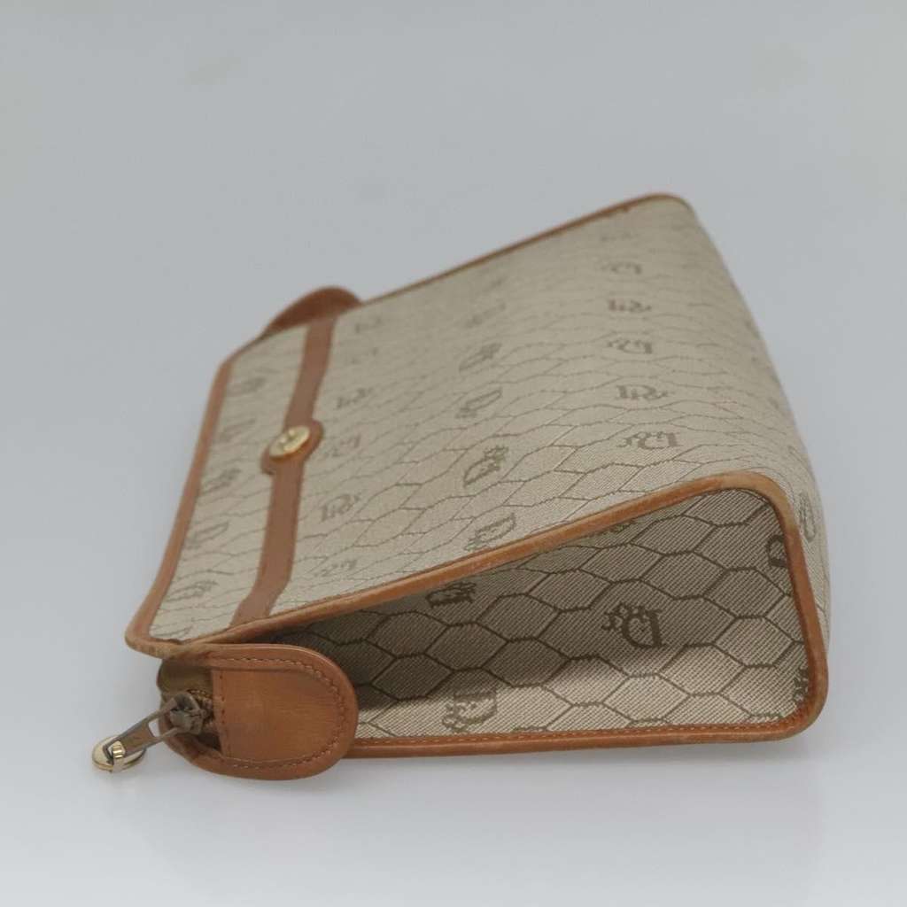 Christian Dior Vintage Honeycomb Zip Pouch Beige Fair condition - Model View