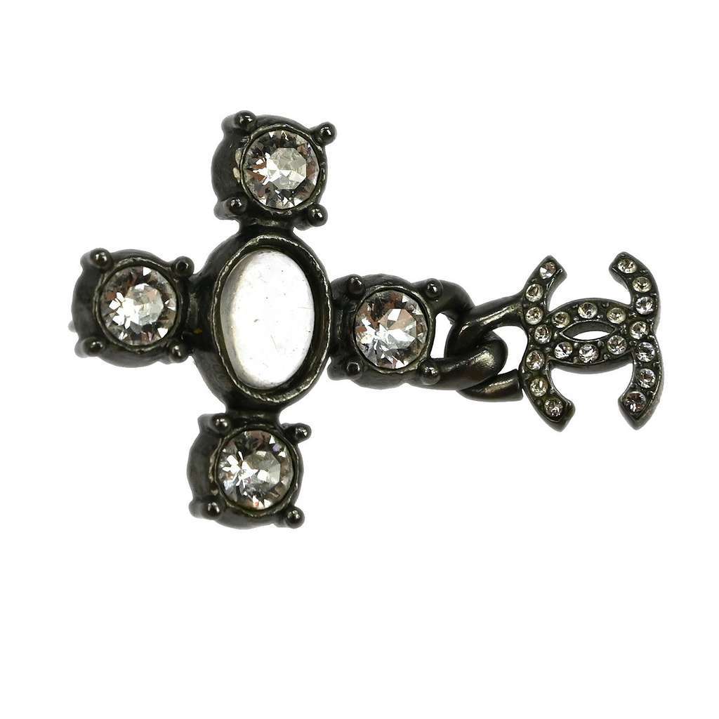 Chanel CC Dangle Earrings Silver Good condition - Inside View