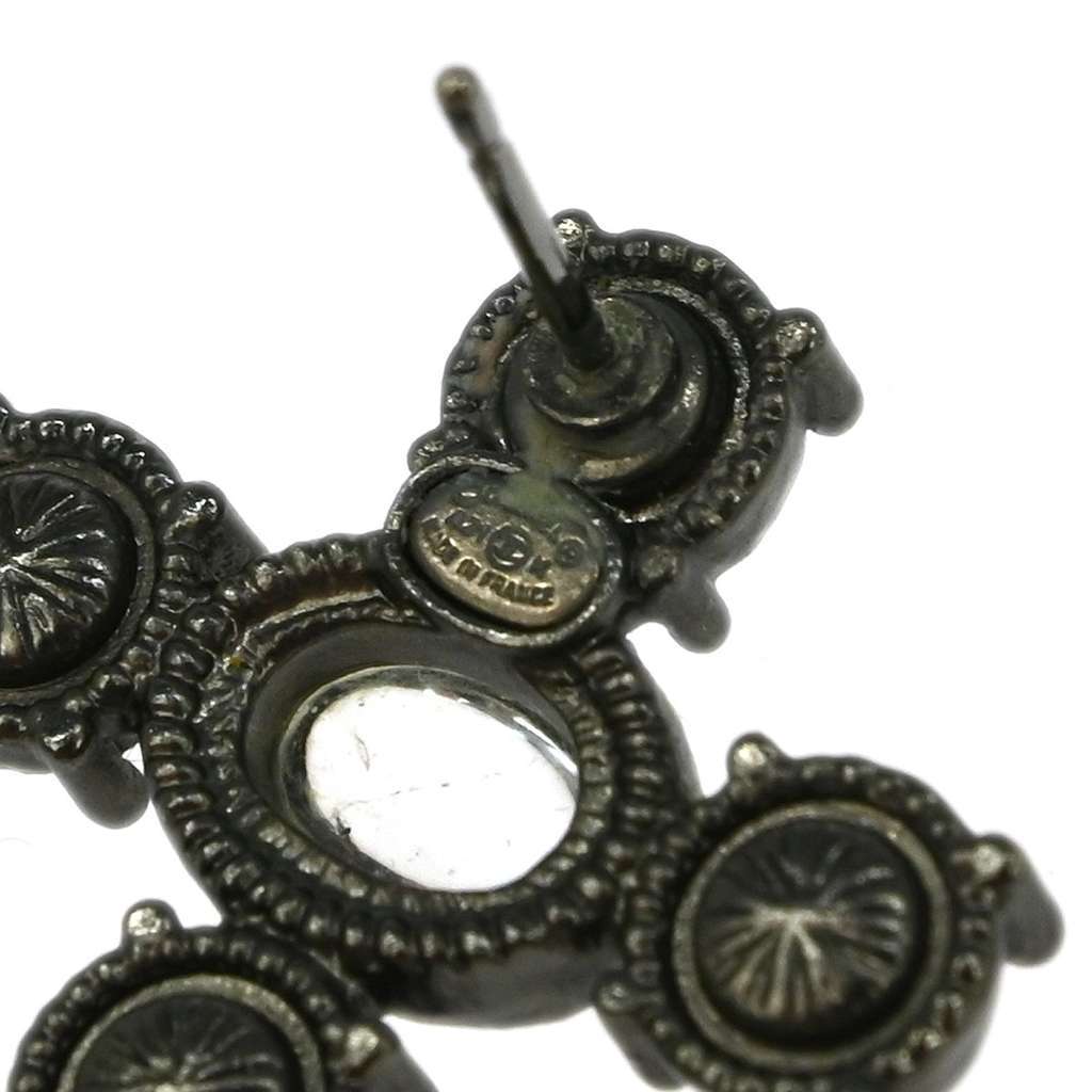 Chanel CC Dangle Earrings Silver Good condition - Box View