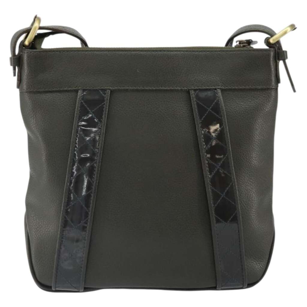 Burberry Vintage Shoulder Bag Khaki Leather Good condition - Back View