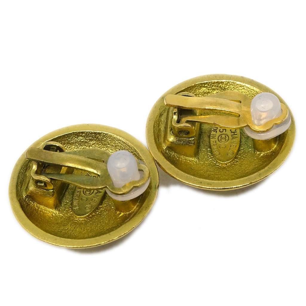 Chanel Vintage CC Round Clip-On Earrings Gold Good condition - Inside View