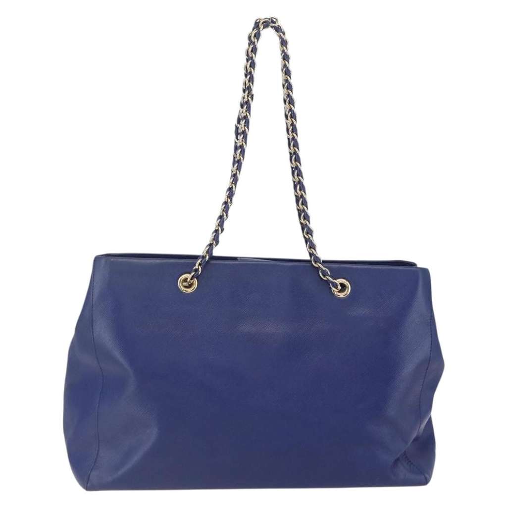 Salvatore Ferragamo Vara Bow Chain Tote Blue Leather Good condition - Back View