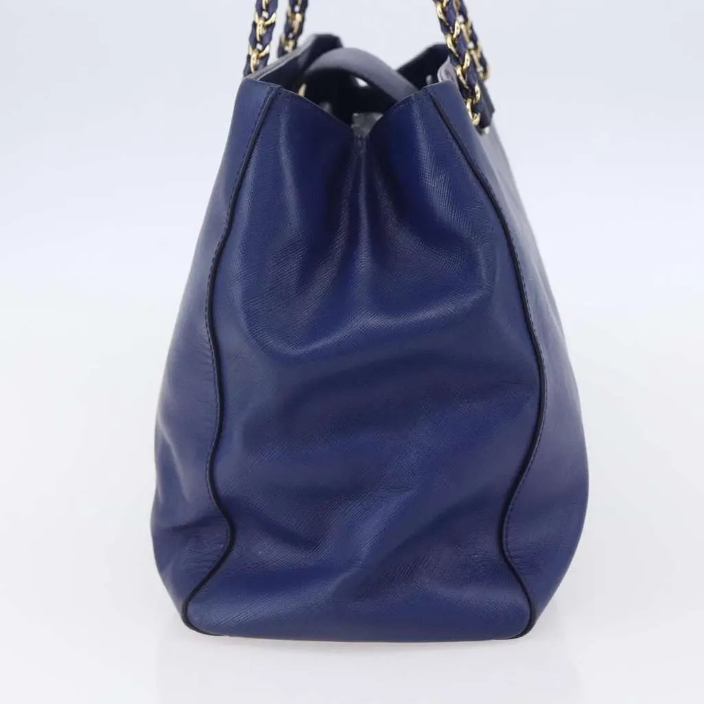 Salvatore Ferragamo Vara Bow Chain Tote Blue Leather Good - Inside View