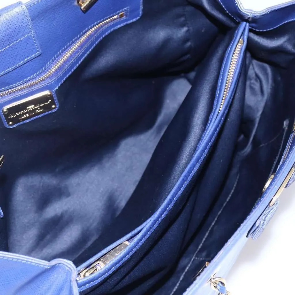 Salvatore Ferragamo Vara Bow Chain Tote Blue Leather Good - Box View