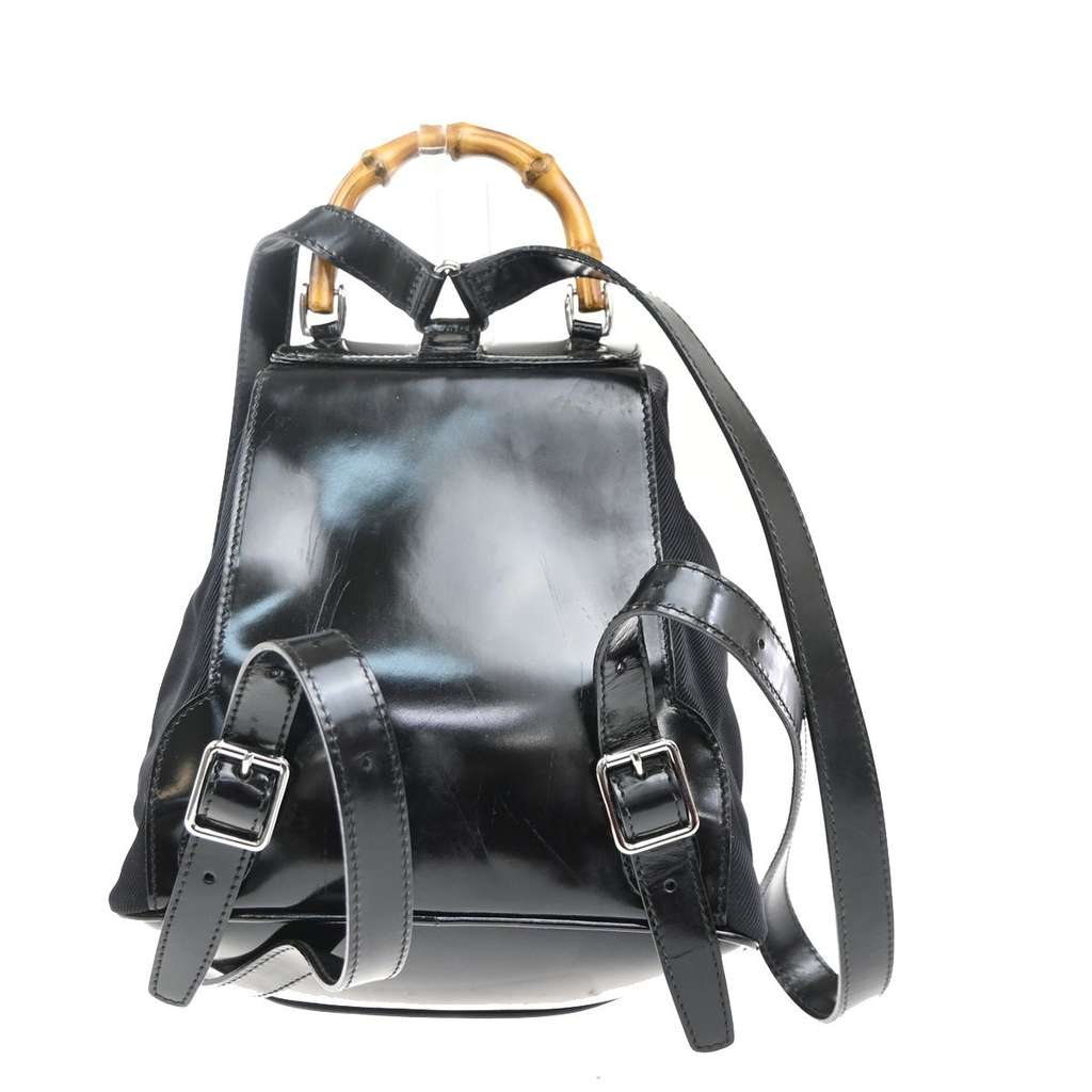 Gucci Vintage Bamboo Backpack Black Good condition - Back View