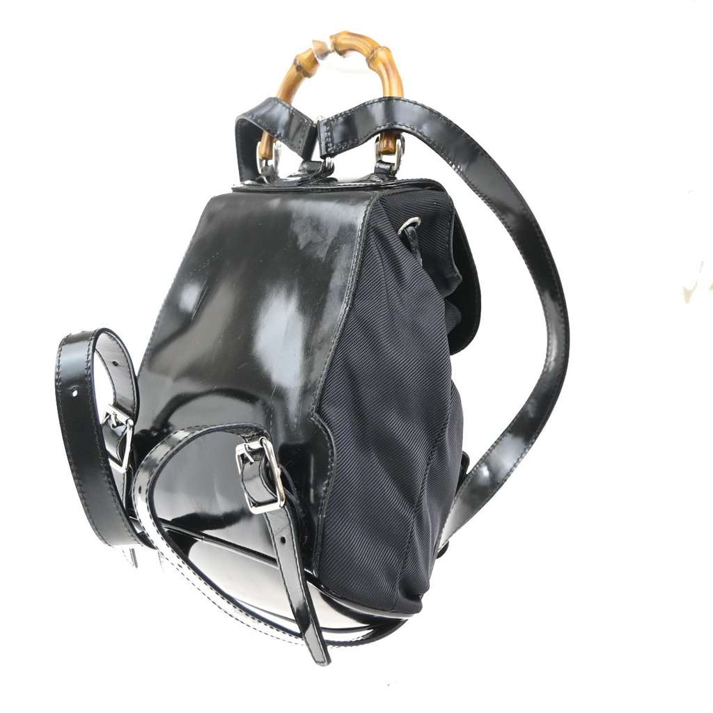 Gucci Vintage Bamboo Backpack Black Good condition - Model View