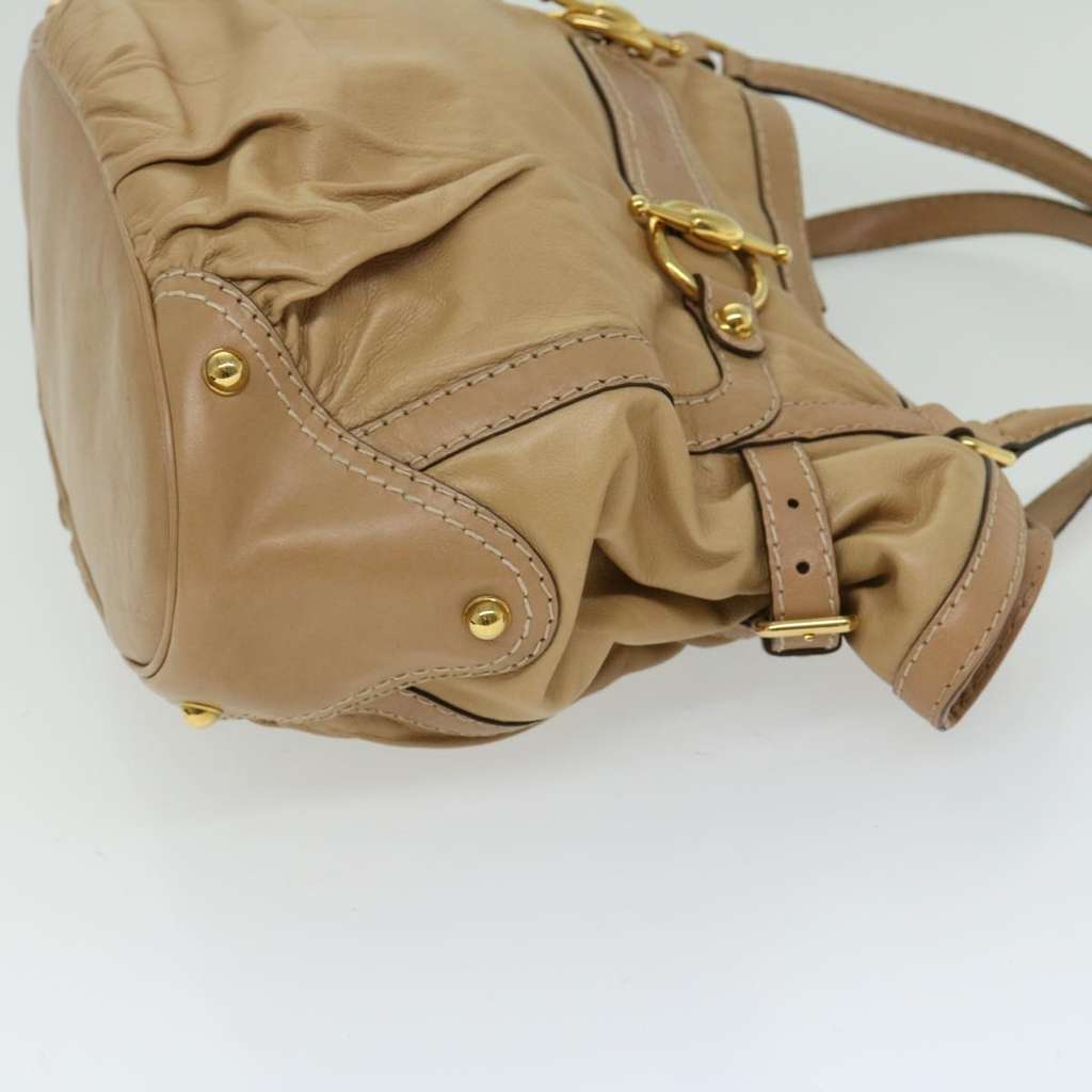 Gucci Vintage Horsebit Shoulder bag Beige Leather Good condition - Model View