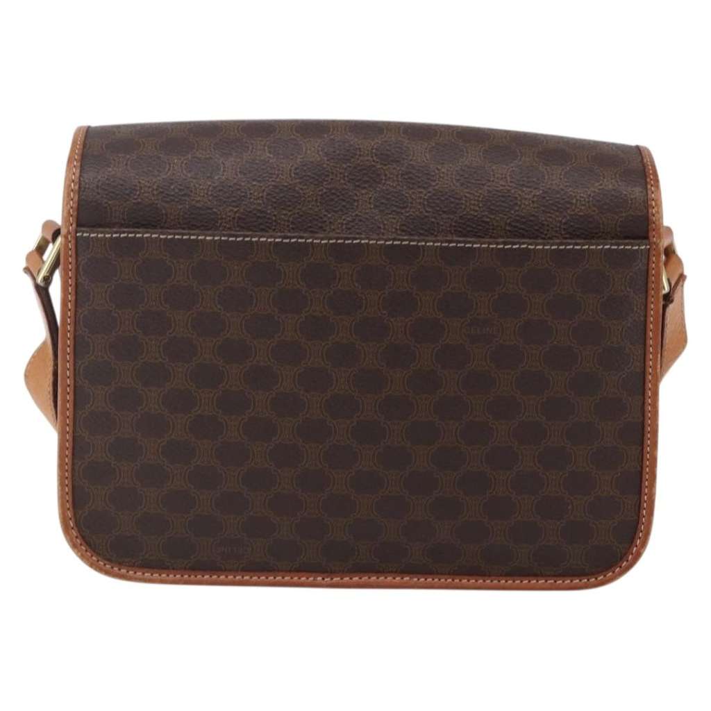 Celine Vintage Macadam Circle Logo Shoulder Bag Brown Canvas Good condition - Back View